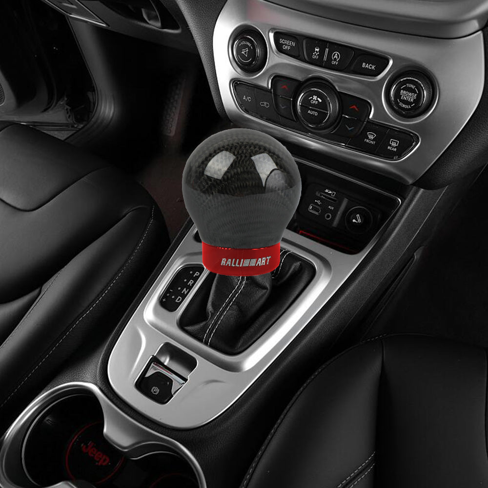 Brand New Ralliart Universal Real Carbon Fiber Round Ball Manual Car Racing Gear Shift Knob Shifter M12 M10 M8