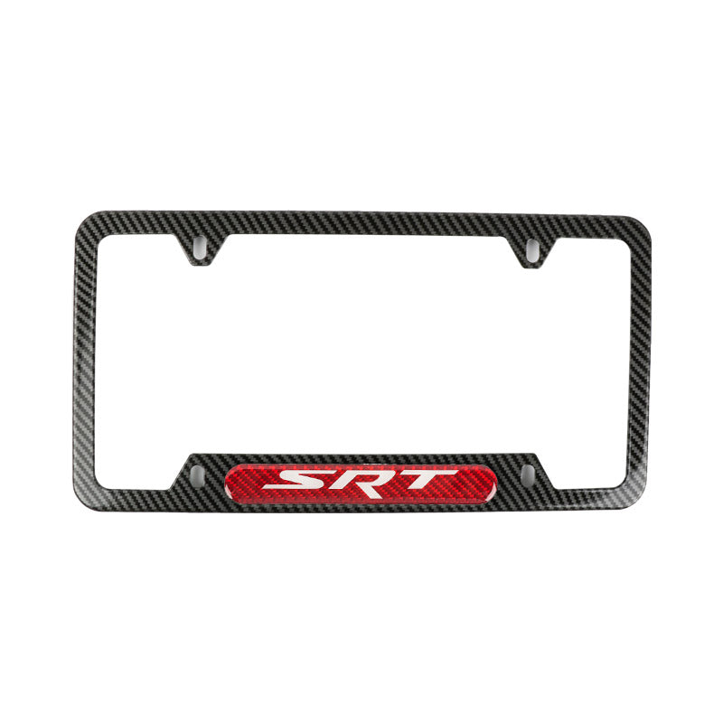 Brand New Universal 1PCS SRT Carbon Fiber Look Metal License Plate Frame