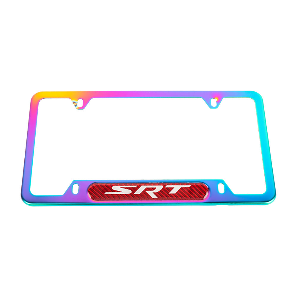 Brand New Universal 2PCS SRT Neo Chrome Metal License Plate Frame