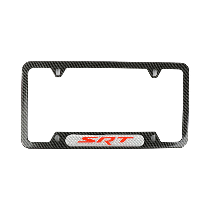 Brand New Universal 2PCS SRT Carbon Fiber Look Metal License Plate Frame