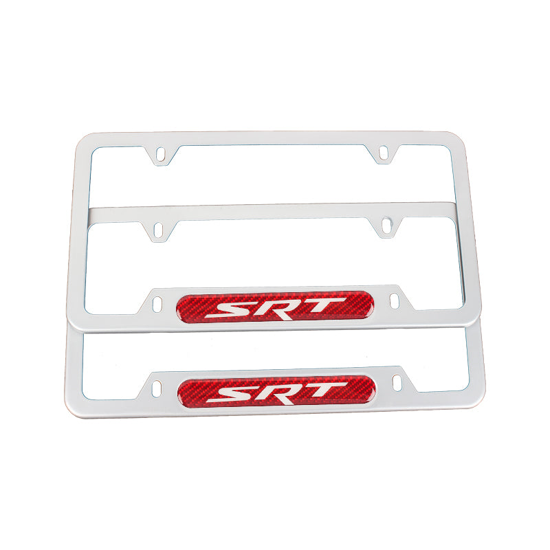 Brand New Universal 1PCS SRT Silver Metal License Plate Frame