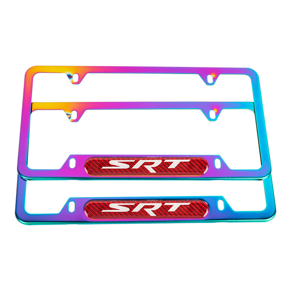 Brand New Universal 2PCS SRT Neo Chrome Metal License Plate Frame