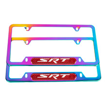 Load image into Gallery viewer, Brand New Universal 2PCS SRT Neo Chrome Metal License Plate Frame