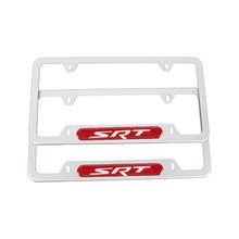 Load image into Gallery viewer, Brand New Universal 2PCS SRT Silver Metal License Plate Frame