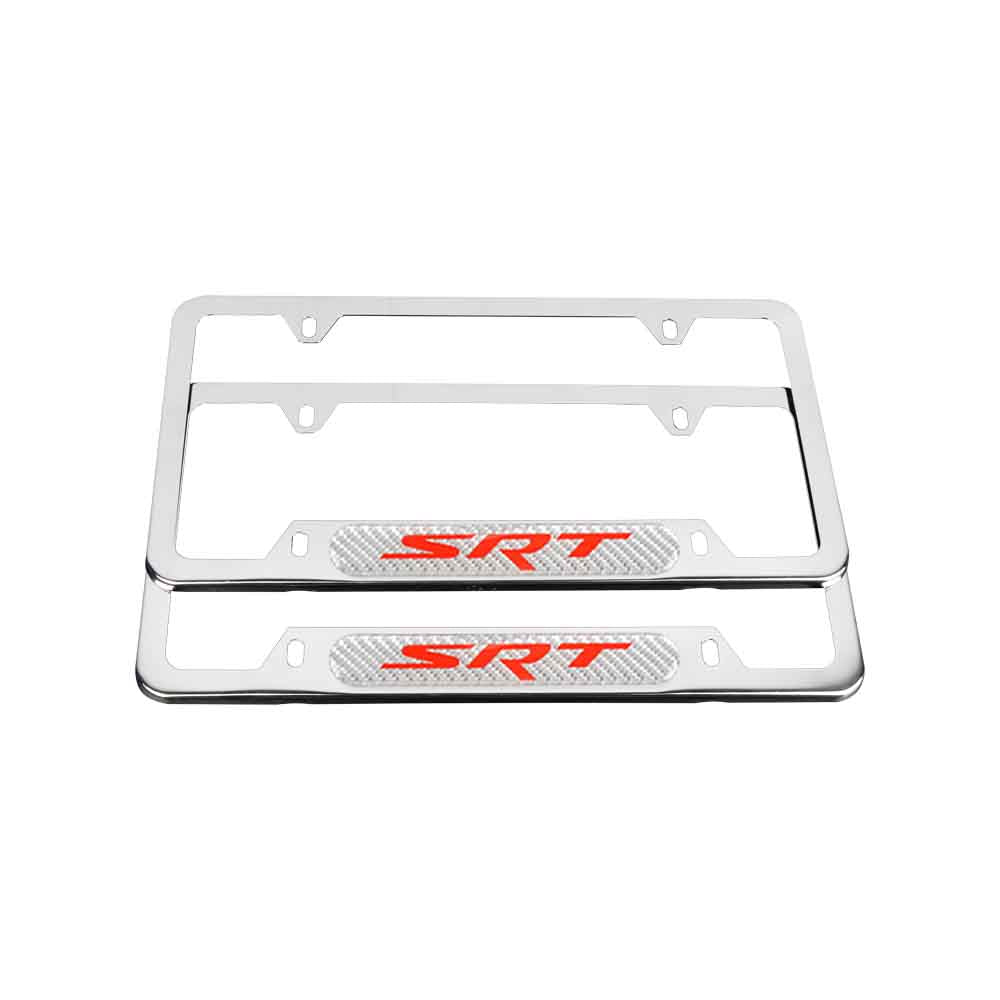 Brand New Universal 2PCS SRT Chrome Metal License Plate Frame