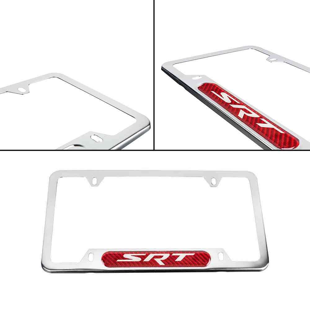 Brand New Universal 1PCS SRT Chrome Metal License Plate Frame