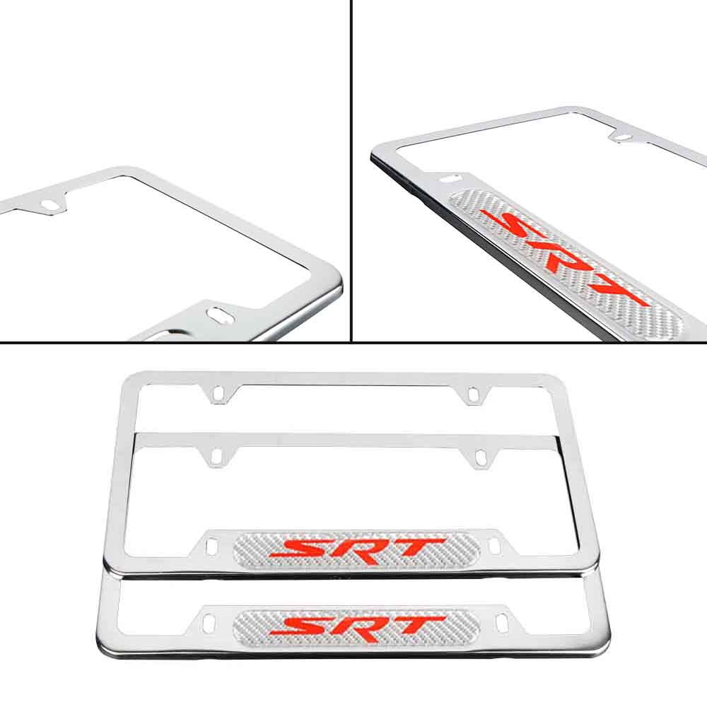 Brand New Universal 2PCS SRT Chrome Metal License Plate Frame