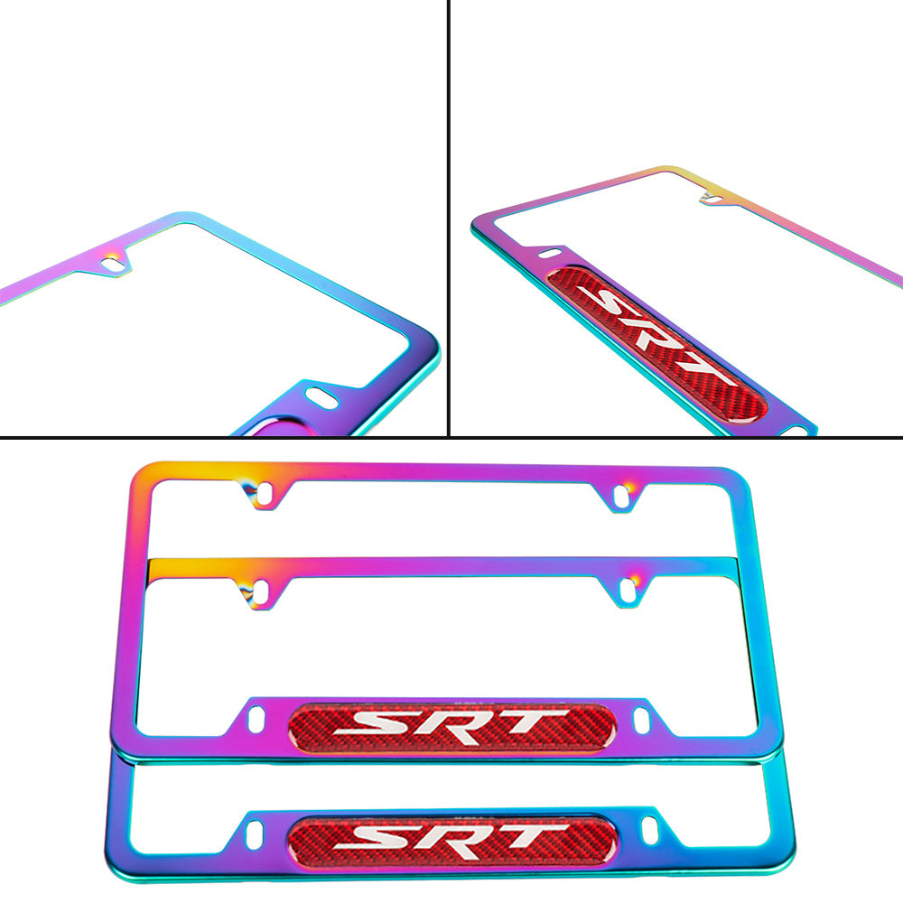 Brand New Universal 2PCS SRT Neo Chrome Metal License Plate Frame