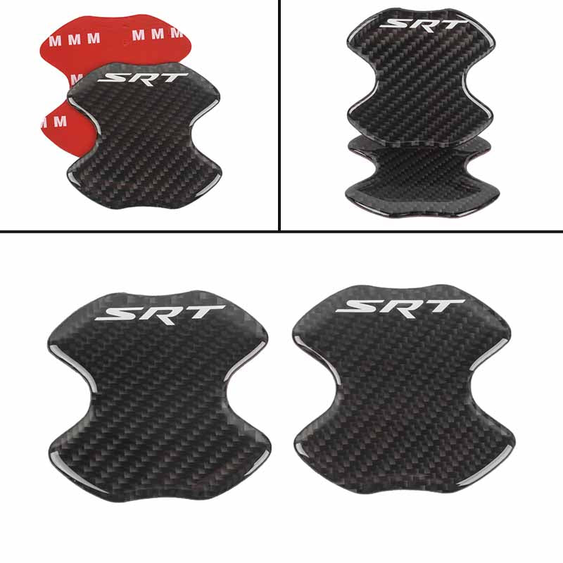 BRAND NEW UNIVERSAL 2PCS SRT REAL CARBON FIBER ANTI-SCRATCH DOOR HANDLE PROTECTOR