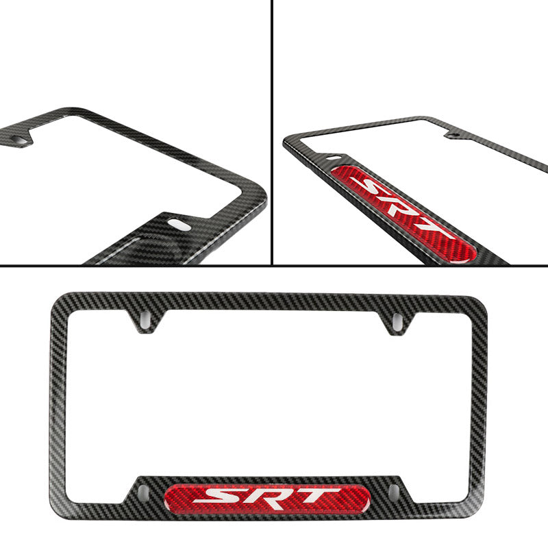 Brand New Universal 1PCS SRT Carbon Fiber Look Metal License Plate Frame