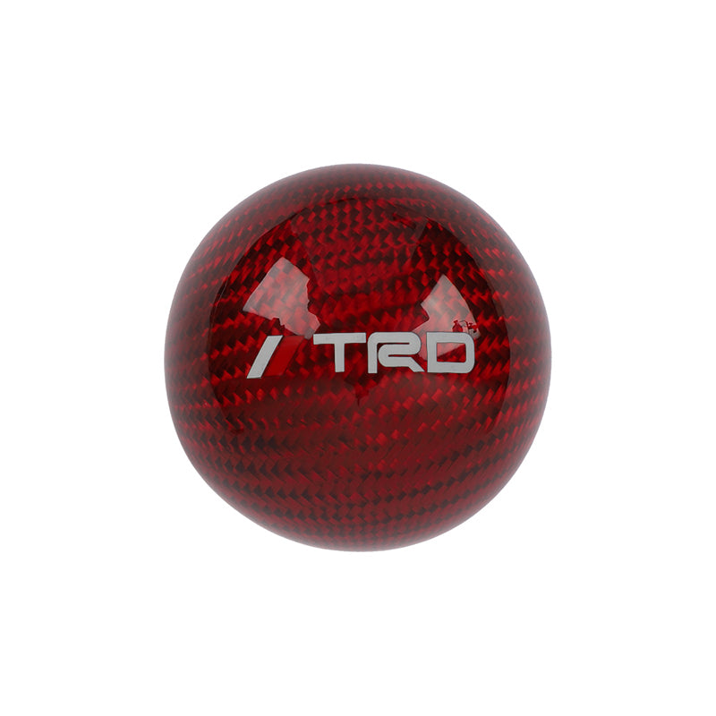 Brand New Universal TRD Car Gear Shift Knob Round Ball Shape Red Real Carbon Fiber M8 M10 M12