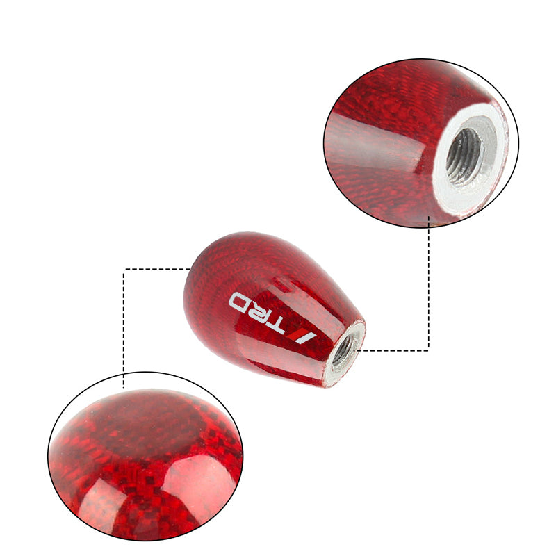 Brand New Universal TRD Red Real Carbon Fiber Manual Gear Stick Shift Knob Shifter M8 M10 M12