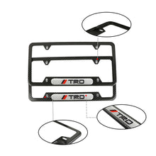 Load image into Gallery viewer, Brand New Universal 2PCS TRD Carbon Fiber Look Metal License Plate Frame