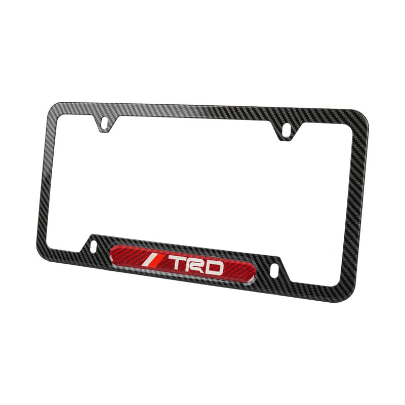 Brand New Universal 2PCS TRD Carbon Fiber Look Metal License Plate Frame