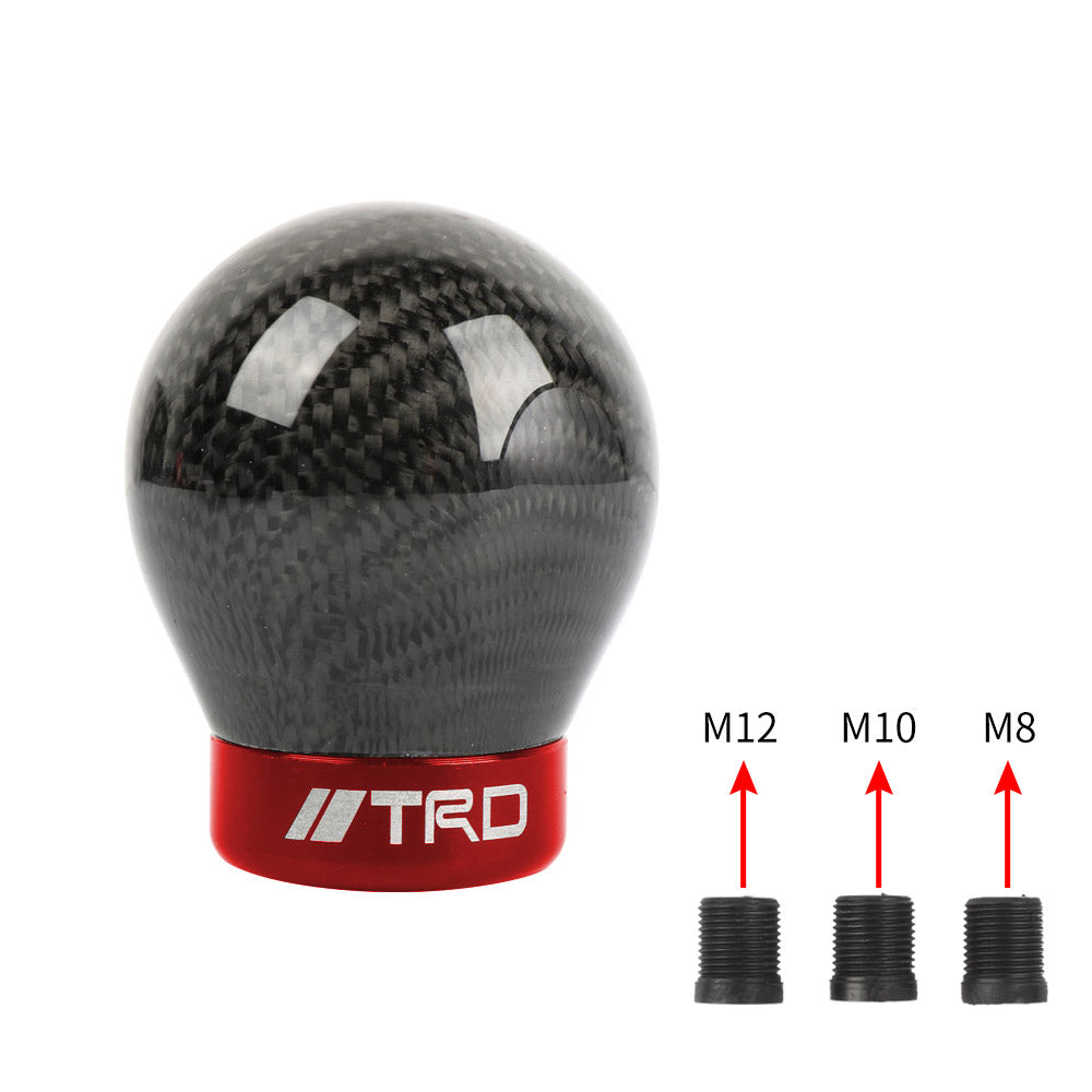 Brand New TRD Universal Real Carbon Fiber Round Ball Manual Car Racing Gear Shift Knob Shifter M12 M10 M8