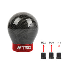 Load image into Gallery viewer, Brand New TRD Universal Real Carbon Fiber Round Ball Manual Car Racing Gear Shift Knob Shifter M12 M10 M8