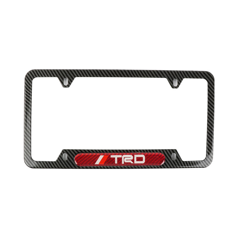 Brand New Universal 2PCS TRD Carbon Fiber Look Metal License Plate Frame