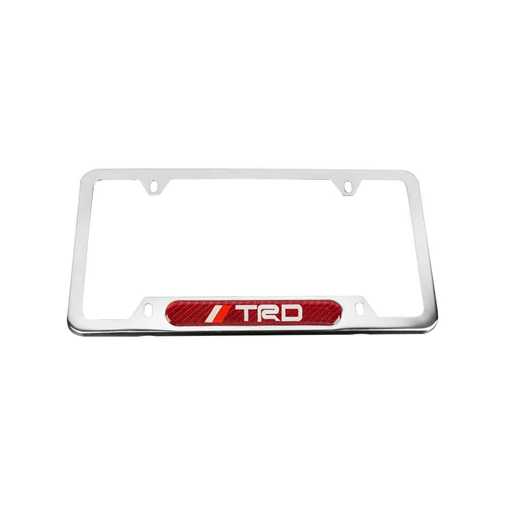 Brand New Universal 2PCS TRD Chrome Metal License Plate Frame