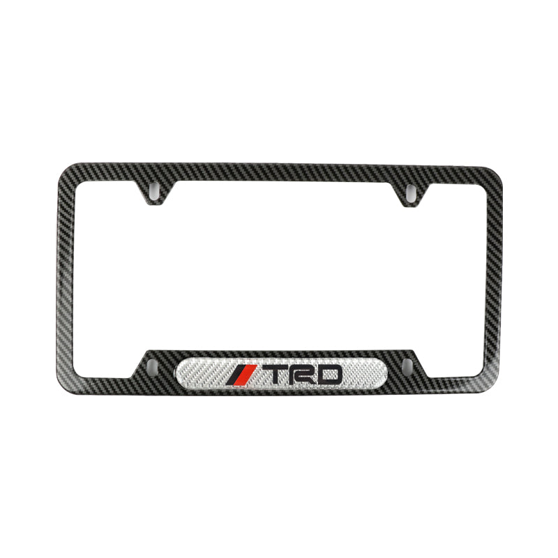 Brand New Universal 2PCS TRD Carbon Fiber Look Metal License Plate Frame