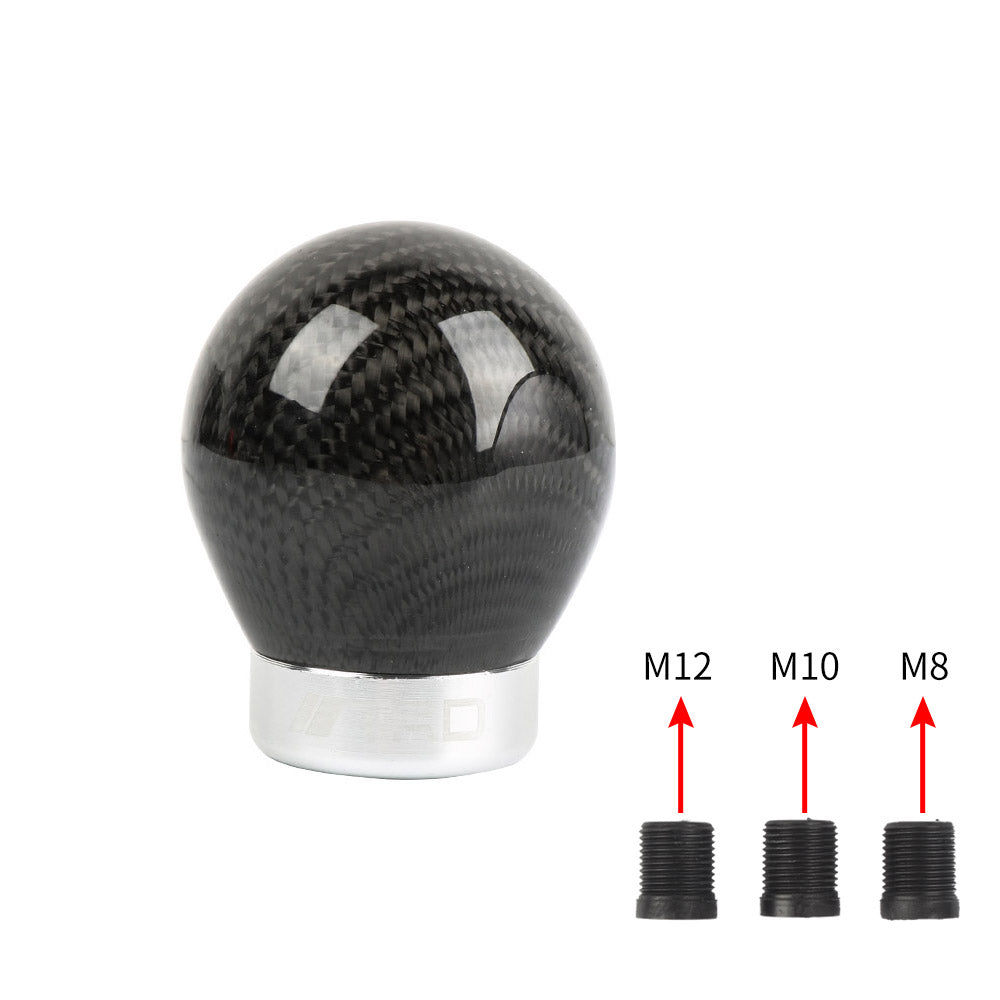 Brand New TRD Universal Real Carbon Fiber Round Ball Manual Car Racing Gear Shift Knob Shifter M12 M10 M8