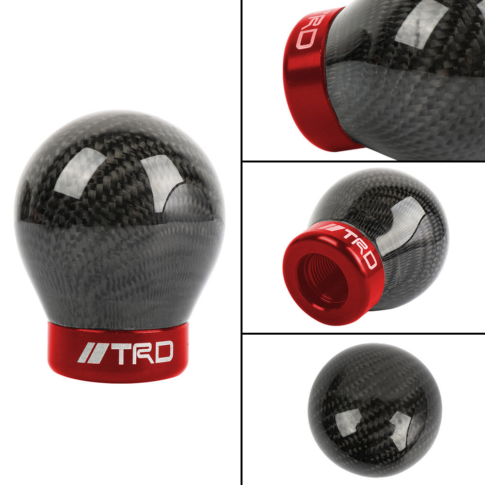 Brand New TRD Universal Real Carbon Fiber Round Ball Manual Car Racing Gear Shift Knob Shifter M12 M10 M8