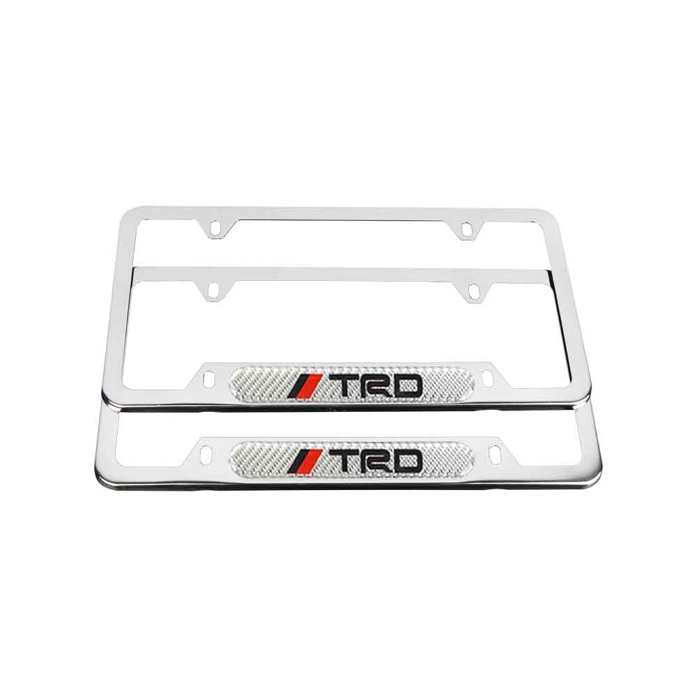 Brand New Universal 2PCS TRD Chrome Metal License Plate Frame