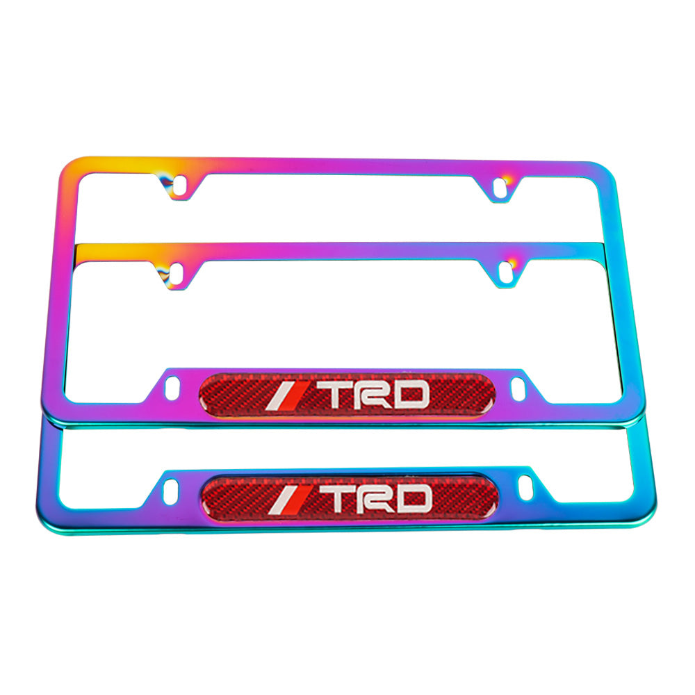 Brand New Universal 2PCS TRD Neo Chrome Metal License Plate Frame