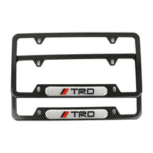 Load image into Gallery viewer, Brand New Universal 2PCS TRD Carbon Fiber Look Metal License Plate Frame