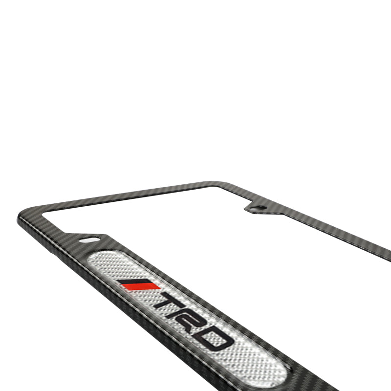 Brand New Universal 1PCS TRD Carbon Fiber Look Metal License Plate Frame