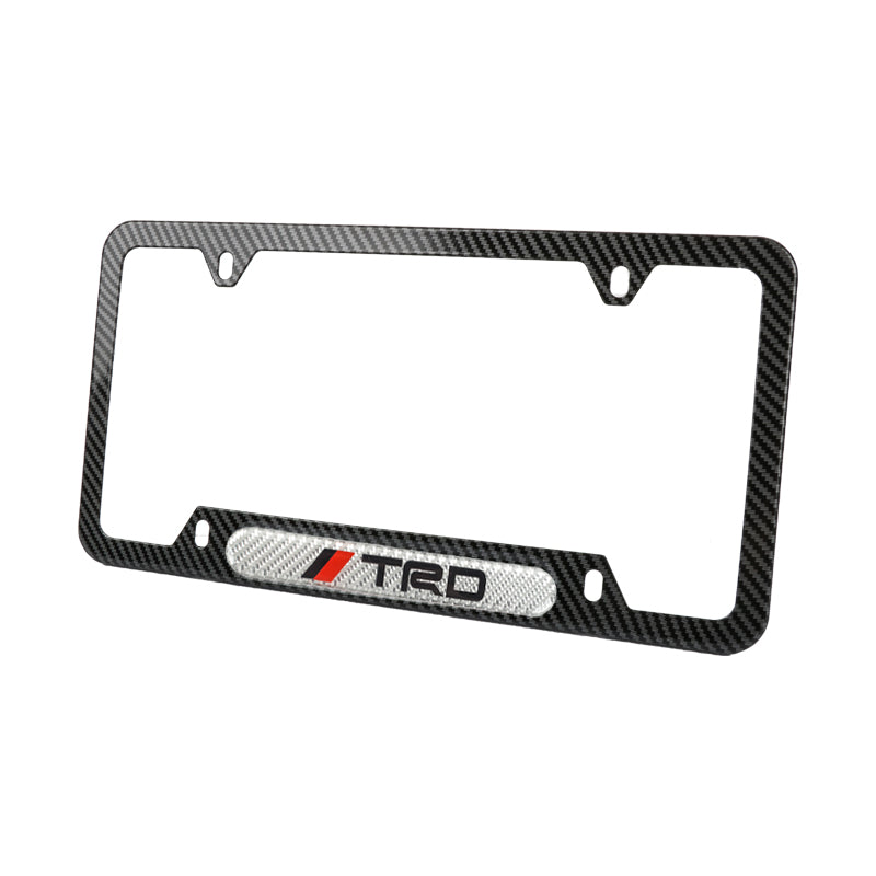 Brand New Universal 1PCS TRD Carbon Fiber Look Metal License Plate Frame