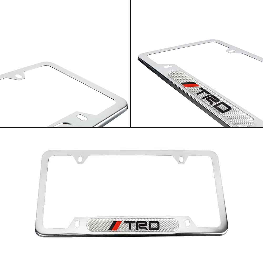 Brand New Universal 1PCS TRD Chrome Metal License Plate Frame