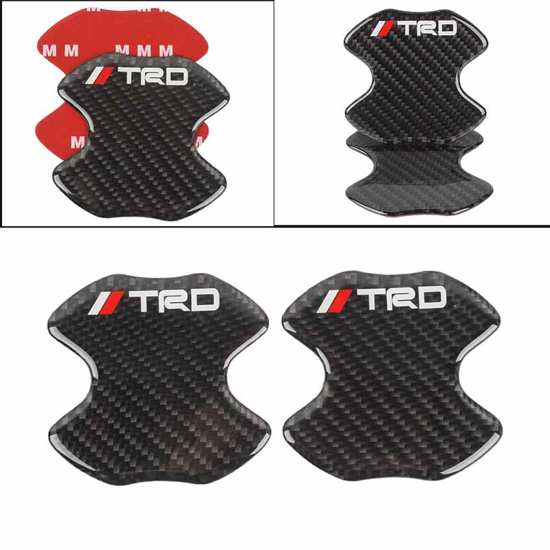 BRAND NEW UNIVERSAL 2PCS TRD REAL CARBON FIBER ANTI-SCRATCH DOOR HANDLE PROTECTOR