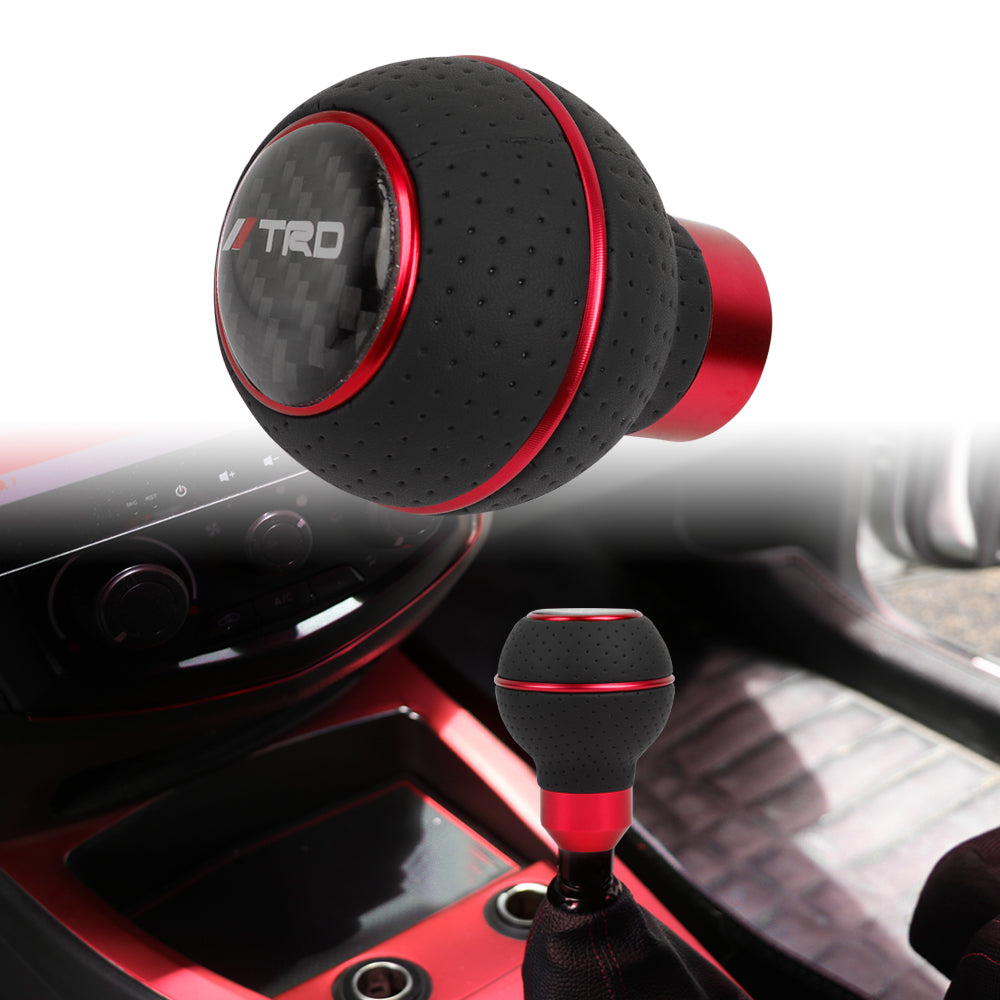 Brand New Universal Leather TRD Red & Black Ball Manual Car Gear Shift Knob MT Manual Shifter M8 M10 M12