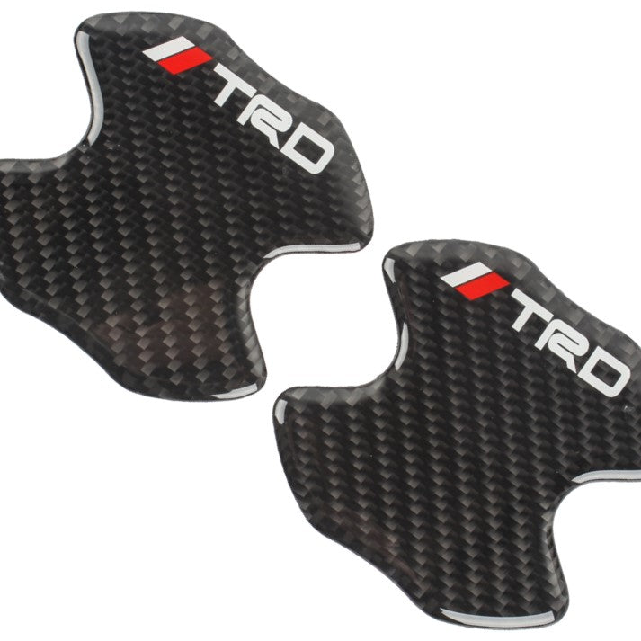 BRAND NEW UNIVERSAL 2PCS TRD REAL CARBON FIBER ANTI-SCRATCH DOOR HANDLE PROTECTOR