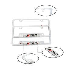 Load image into Gallery viewer, Brand New Universal 2PCS TRD Silver Metal License Plate Frame