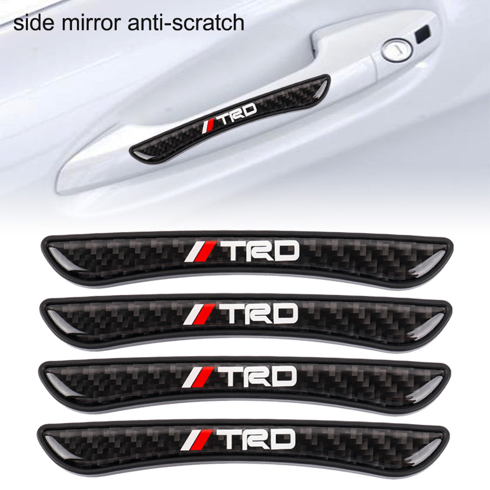 Brand New 4PCS TRD Real Carbon Fiber Anti Scratch Badge Car Door Handle Cover Trim