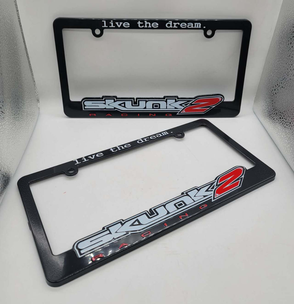 Brand New Universal 2PCS SKUNK2 ABS Plastic Black License Plate Frame Cover