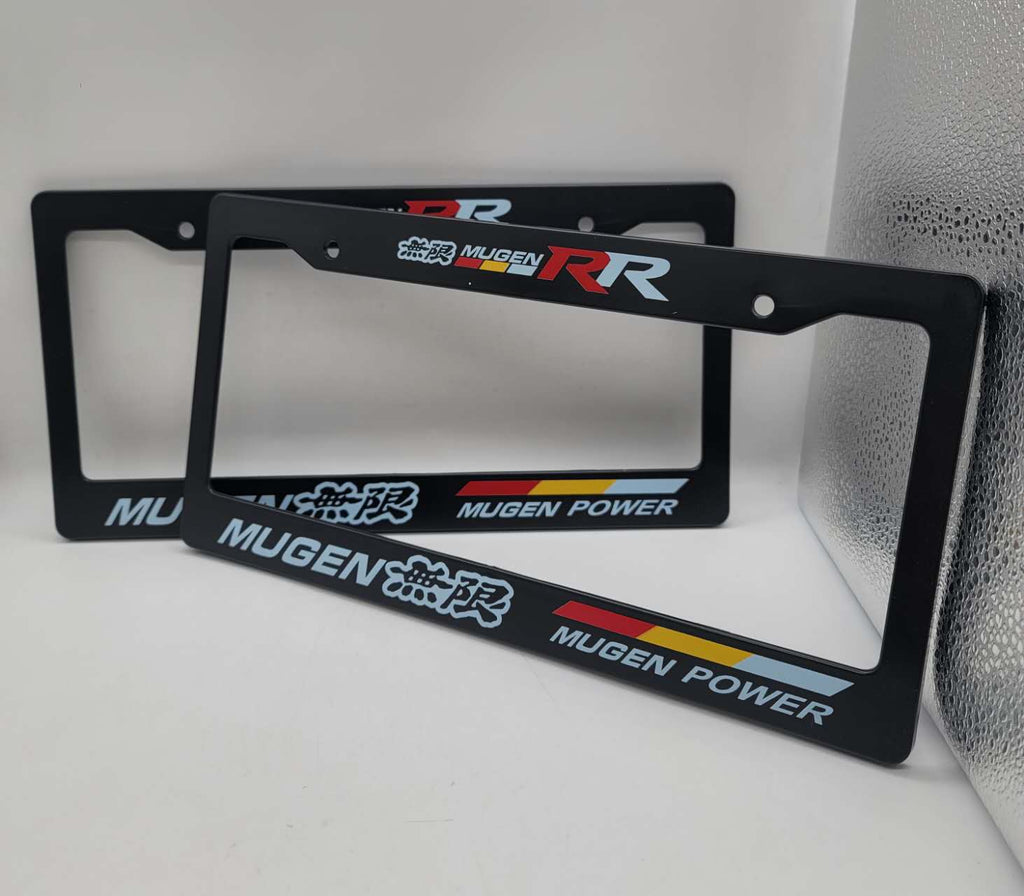 Brand New Universal 2PCS MUGEN RR ABS Plastic Black License Plate Frame Cover