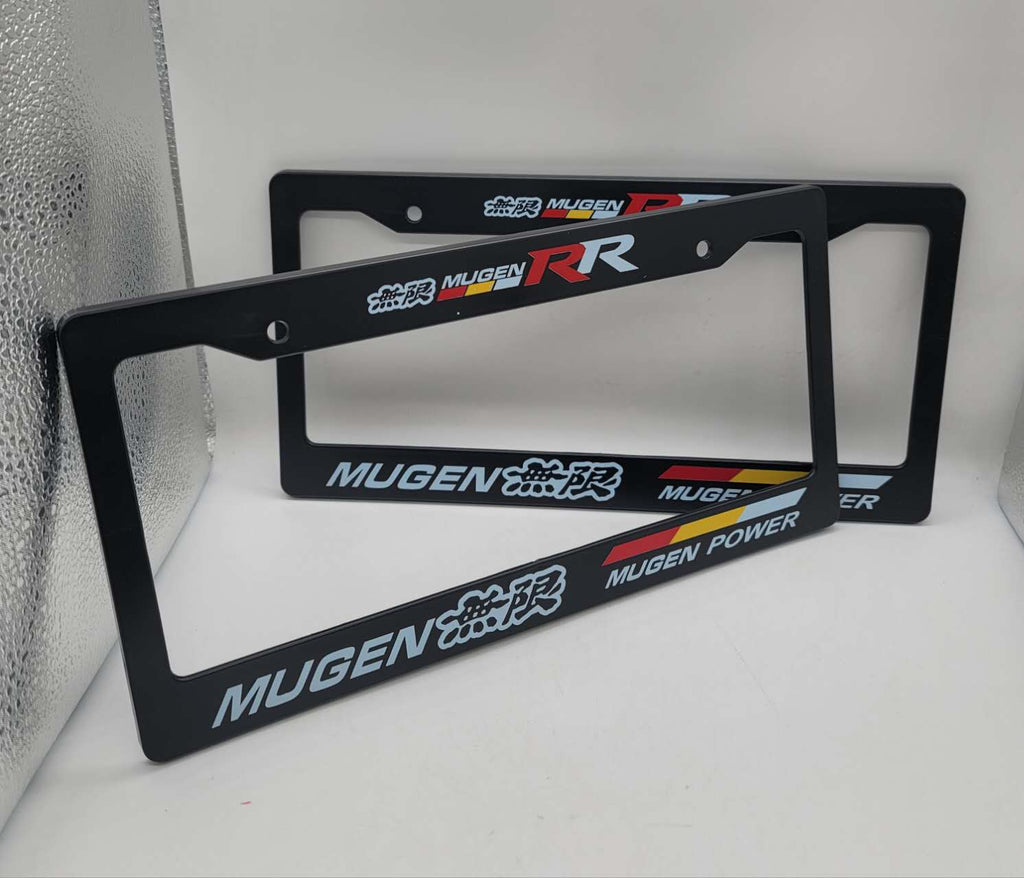 Brand New Universal 2PCS MUGEN RR ABS Plastic Black License Plate Frame Cover