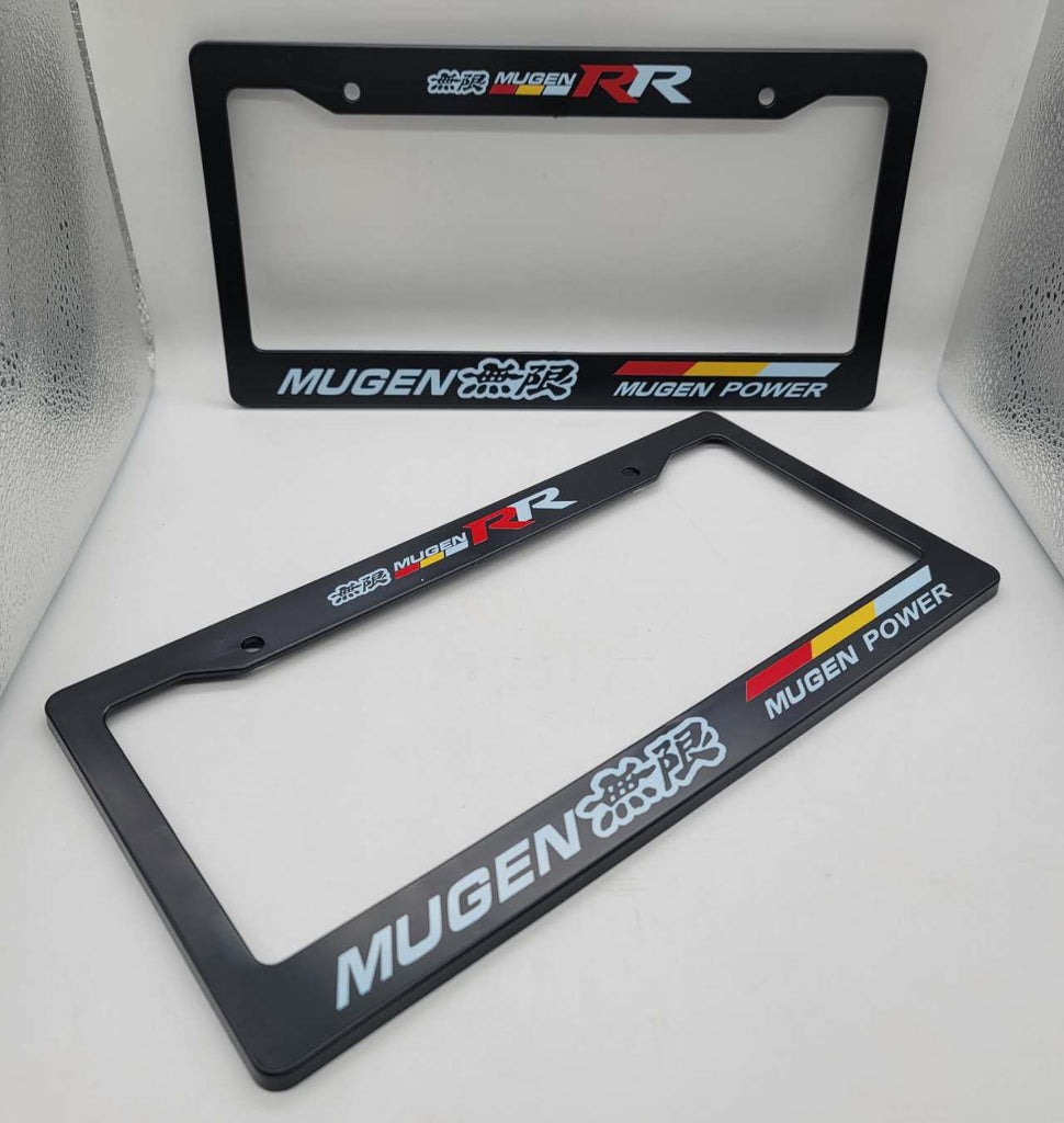 Brand New Universal 2PCS MUGEN RR ABS Plastic Black License Plate Frame Cover