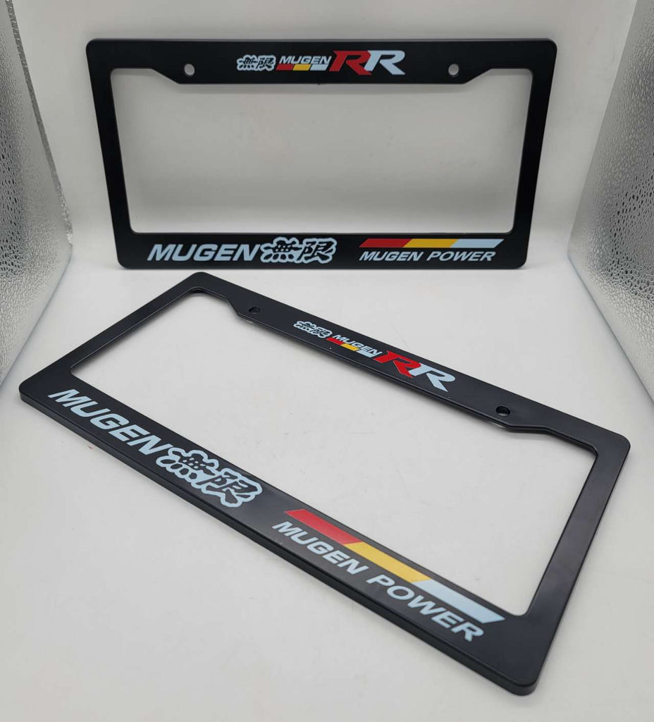 Brand New Universal 2PCS MUGEN RR ABS Plastic Black License Plate Frame Cover