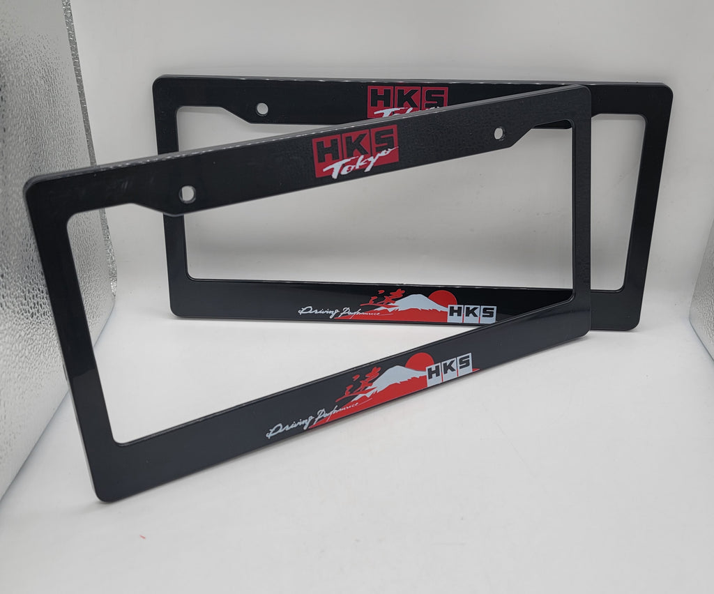 Brand New Universal 2PCS HKS ABS Plastic Black License Plate Frame Cover