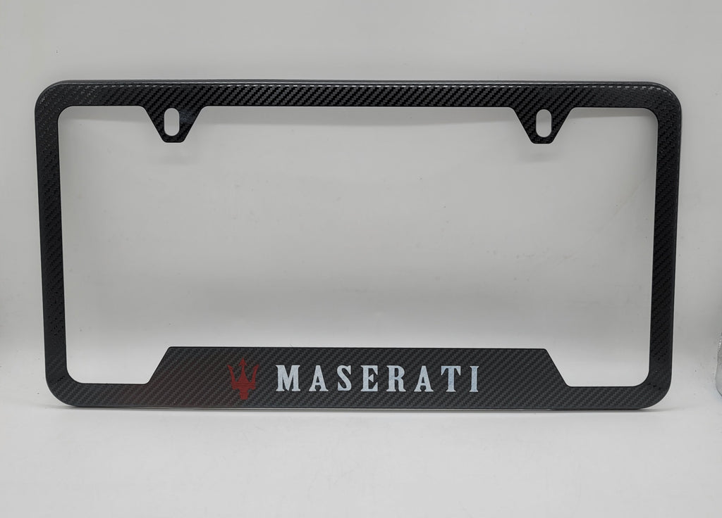 Brand New Universal 1PCS MASERATI Metal Carbon Fiber Style License Plate Frame