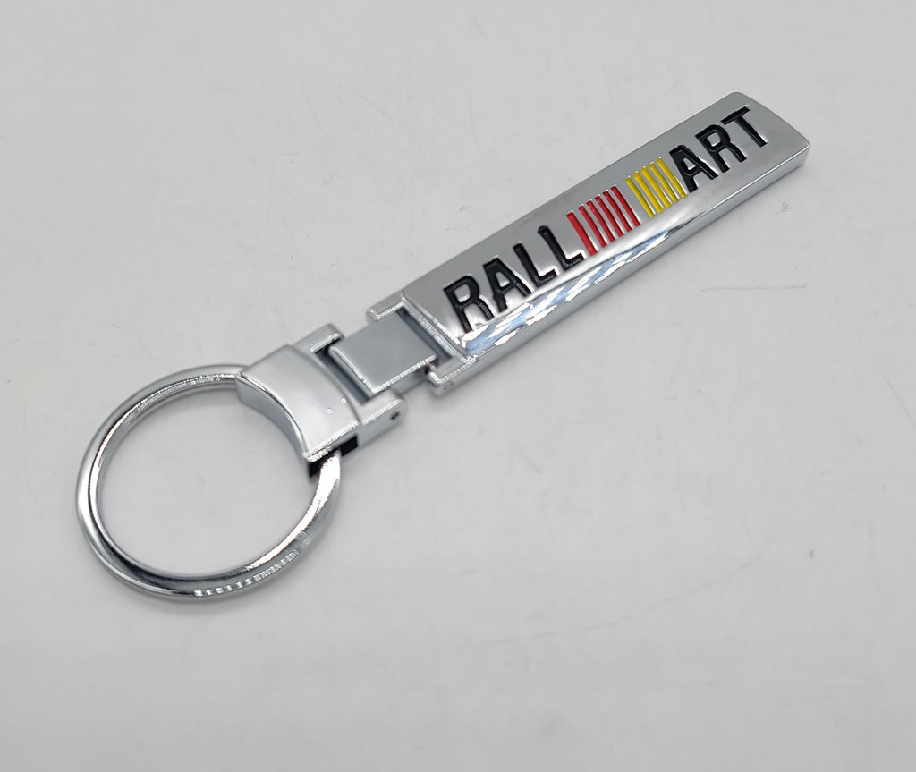 Brand New Ralliart Alloy Chrome Car Home Keychain Ring Decoration Gift Emblem Sport