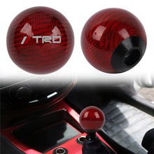 Load image into Gallery viewer, Brand New Universal TRD Car Gear Shift Knob Round Ball Shape Red Real Carbon Fiber M8 M10 M12