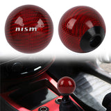 Brand New Universal Nismo Car Gear Shift Knob Round Ball Shape Red Real Carbon Fiber M8 M10 M12