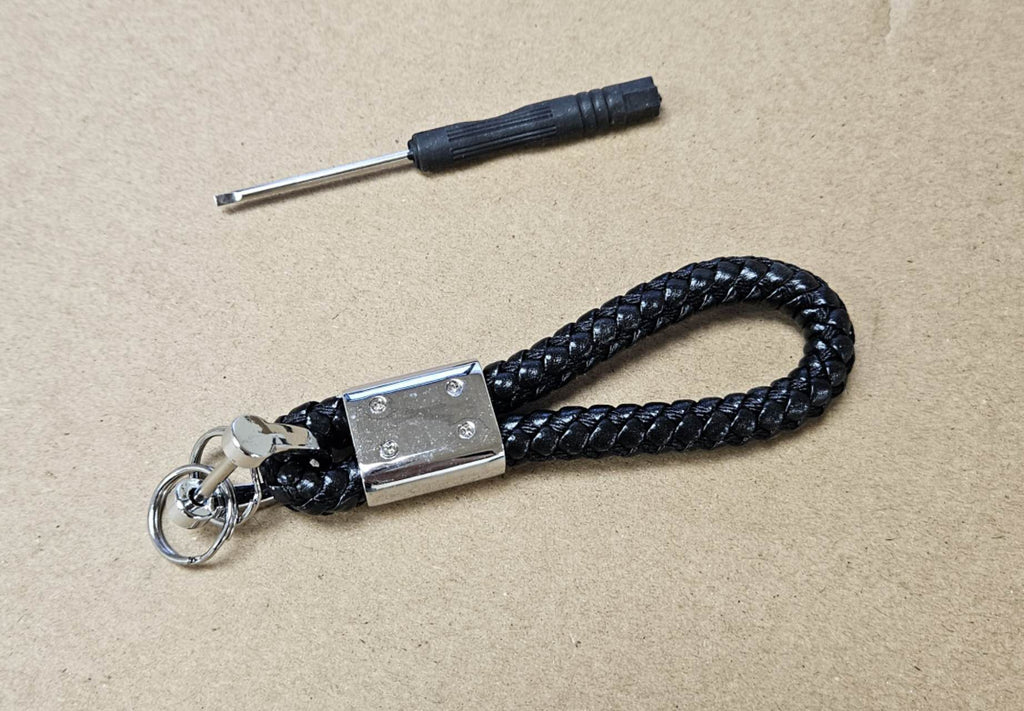 Brand New Honda Black BV STYLE CALF Braided Leather Strap Keychain Keyring