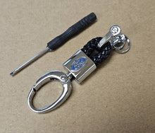 Load image into Gallery viewer, Brand New Ford Small Black BV STYLE CALF Braided Leather Strap Keychain Keyring