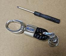 Load image into Gallery viewer, Brand New Ford Small Black BV STYLE CALF Braided Leather Strap Keychain Keyring