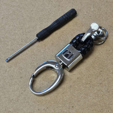 Load image into Gallery viewer, Brand New Honda Small Black BV STYLE CALF Braided Leather Strap Keychain Keyring